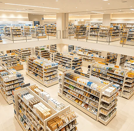 自助收银经营场景示意图：展示自助收银终端、移动扫码购与防损识别体系
